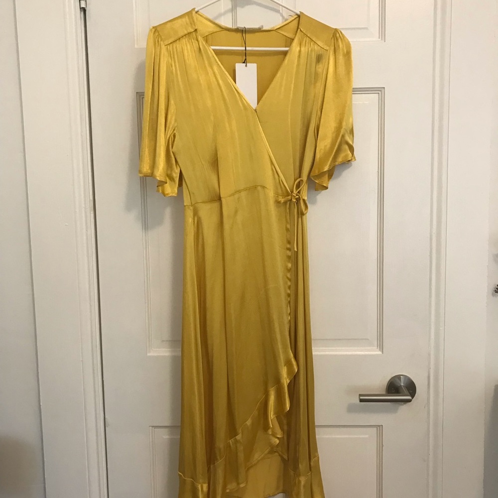 Yellow Ruffle Wrap Dress - Picture 3 of 6